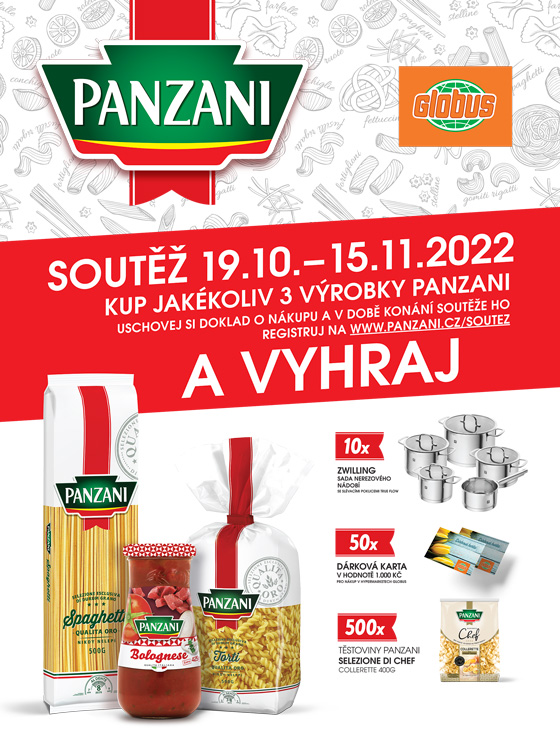 VYHRAJ NEREZOVÉ NÁDOBÍ PŘI NÁKUPU PANZANI V HYPERMARKETU GLOBUS